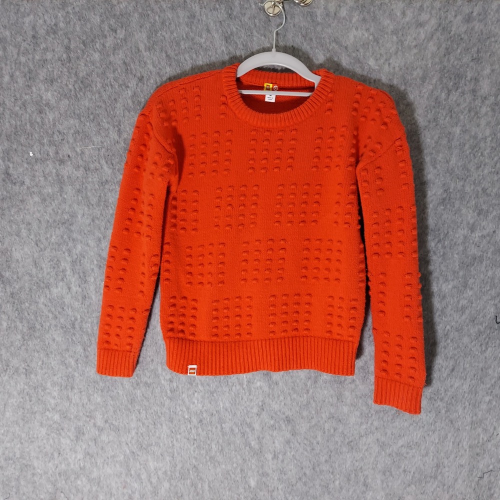 Lego Target Kid Sweater M Red Beveled Brick Pattern Chunky Knit Kidcore Pullover